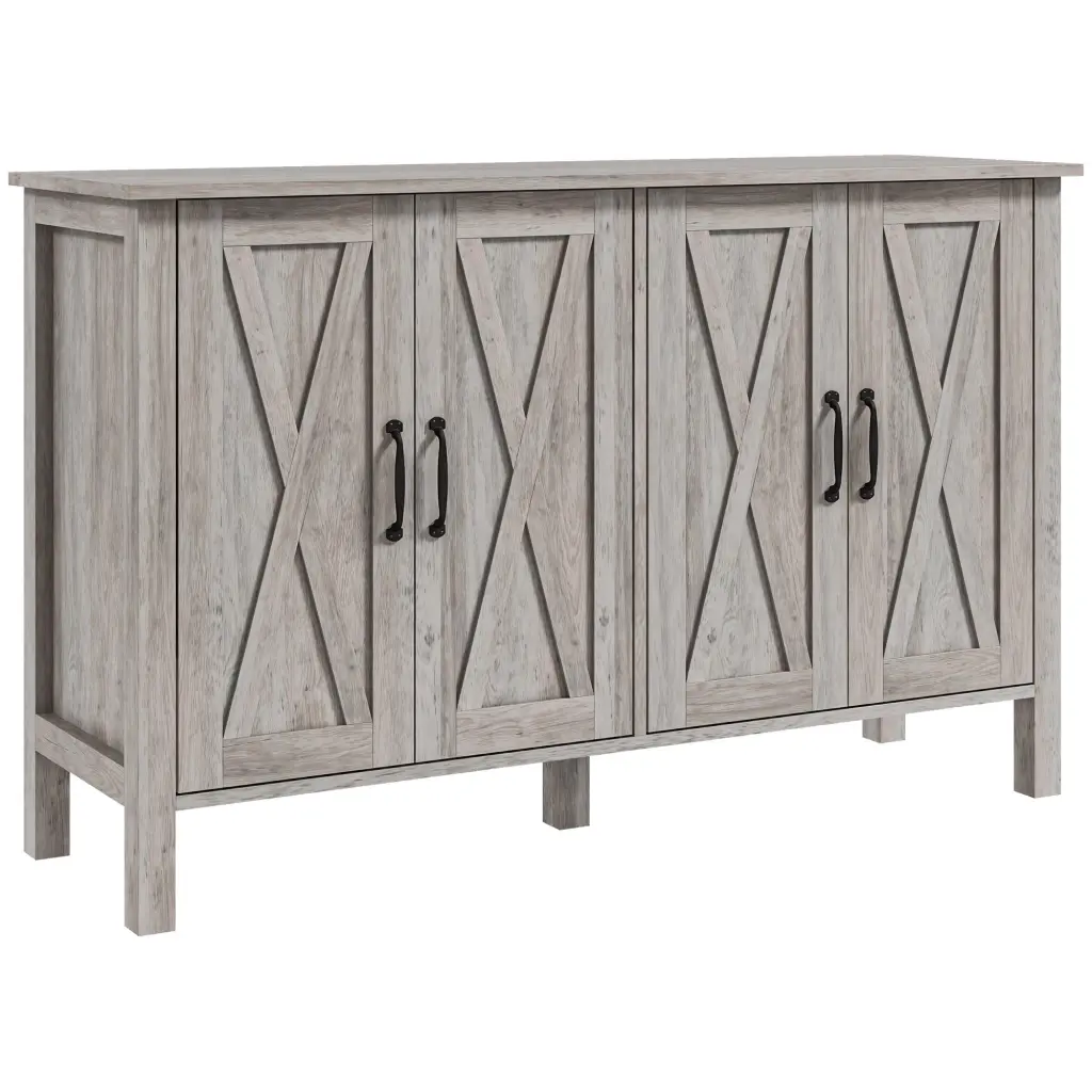 47 Inch Buffet Cabinet Sideboard 4 Barn Doors And 2 Customizable Shelves aosom business