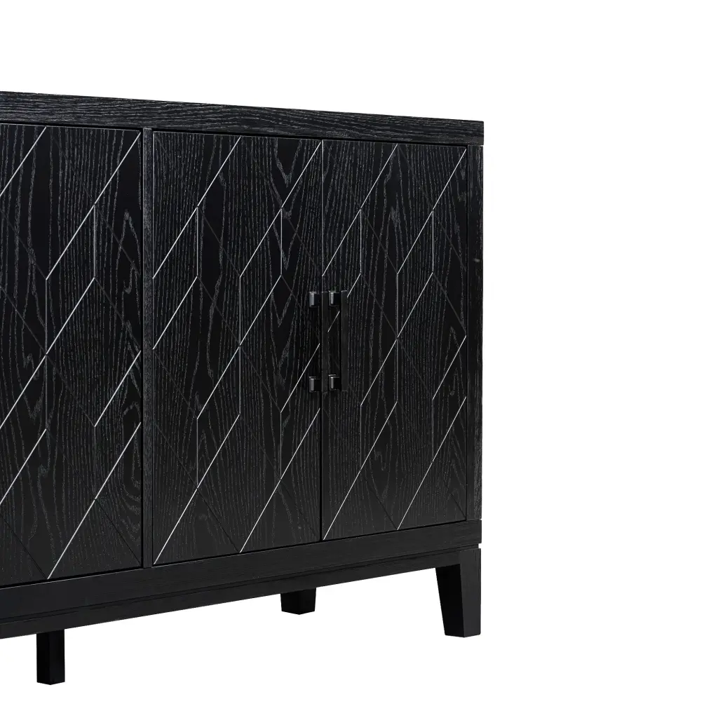 4 Door Retro Sideboard Customizable Shelves And Large Cabinets rnb
