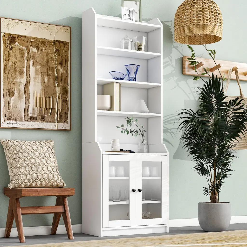 Elegant Tall Cabinet Acrylic Board Door Multi Functional Sideboard rnb