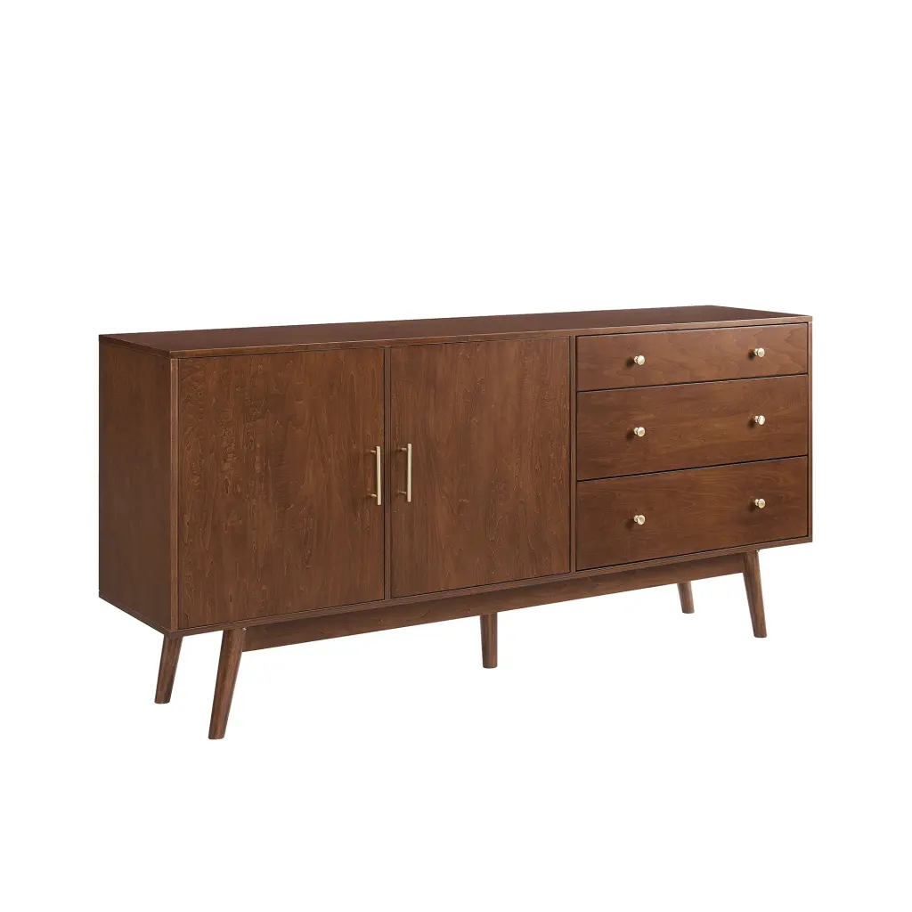 Mid Century Modern Minimalist 2 Door Sideboard Walnut MDF Storage Cabinet walker edison