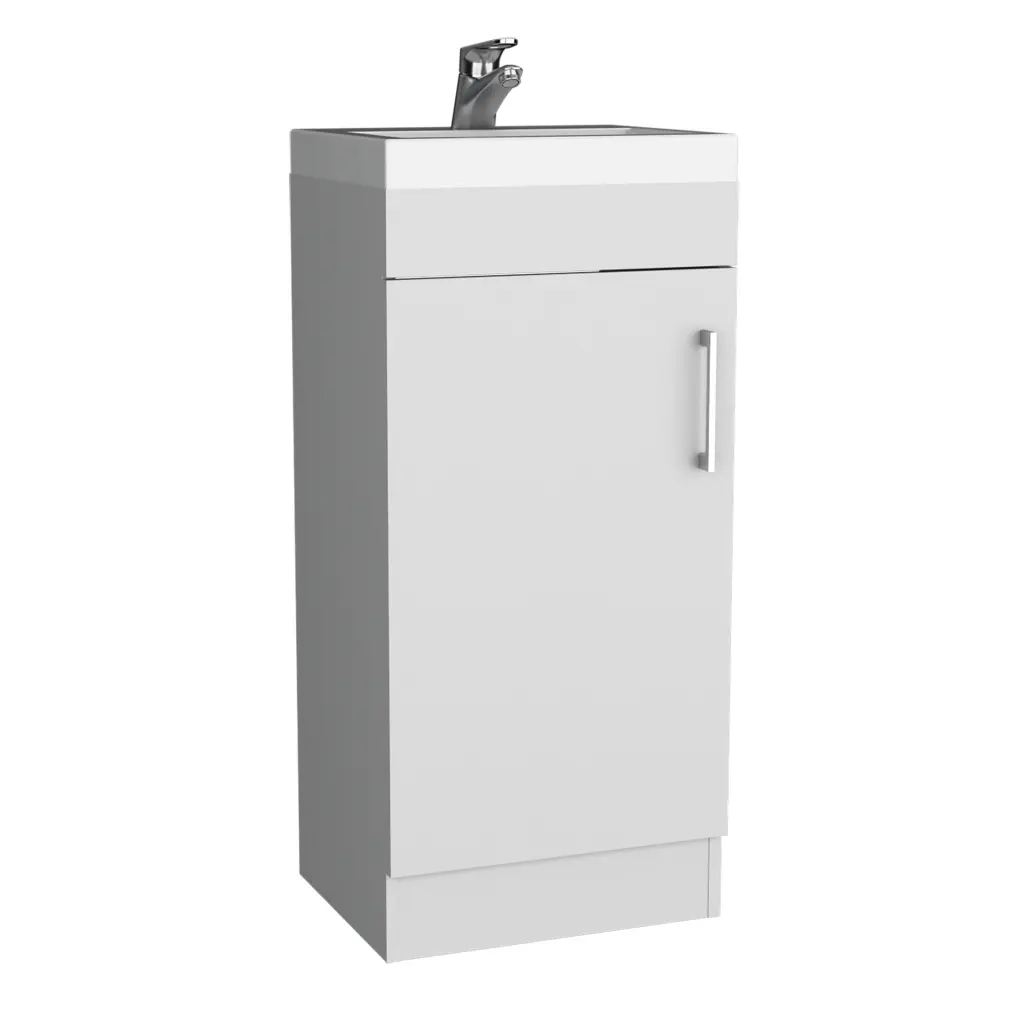 White Solid Timber MDF Single Door Bathroom Vanity Cabinet depot e-shop