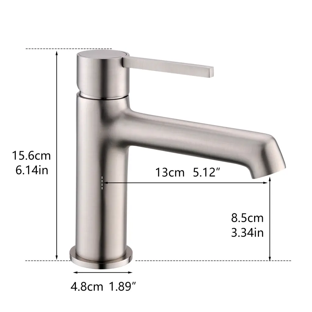 Brushed Nickel Bathroom Faucet Sink Single Hole Modern Design rnb