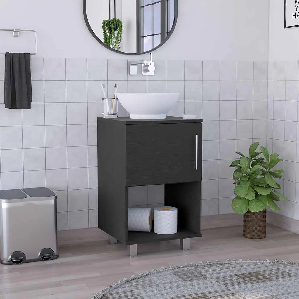 Gouda 18 Inch Single Bathroom Vanity Open Shelf and Door Cabinet rta mubles colombia