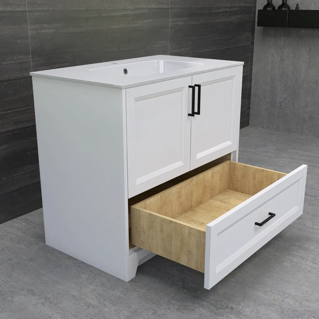 Solid Timber 36 Inch Bathroom Vanity Single Sink Bundle Modern Design w995 bestgo