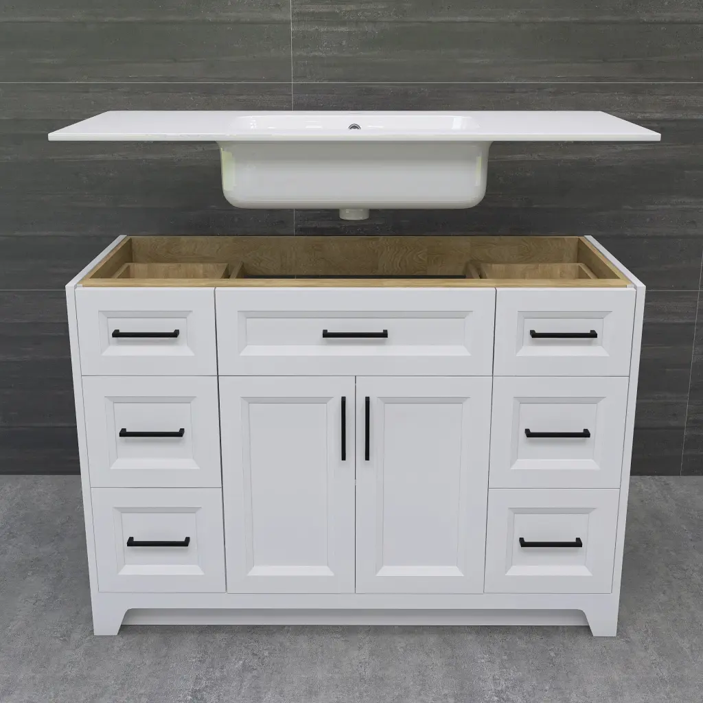 Solid Timber 48 Inch Modern Bathroom Vanity Single Sink Bundle and Storage w995 bestgo