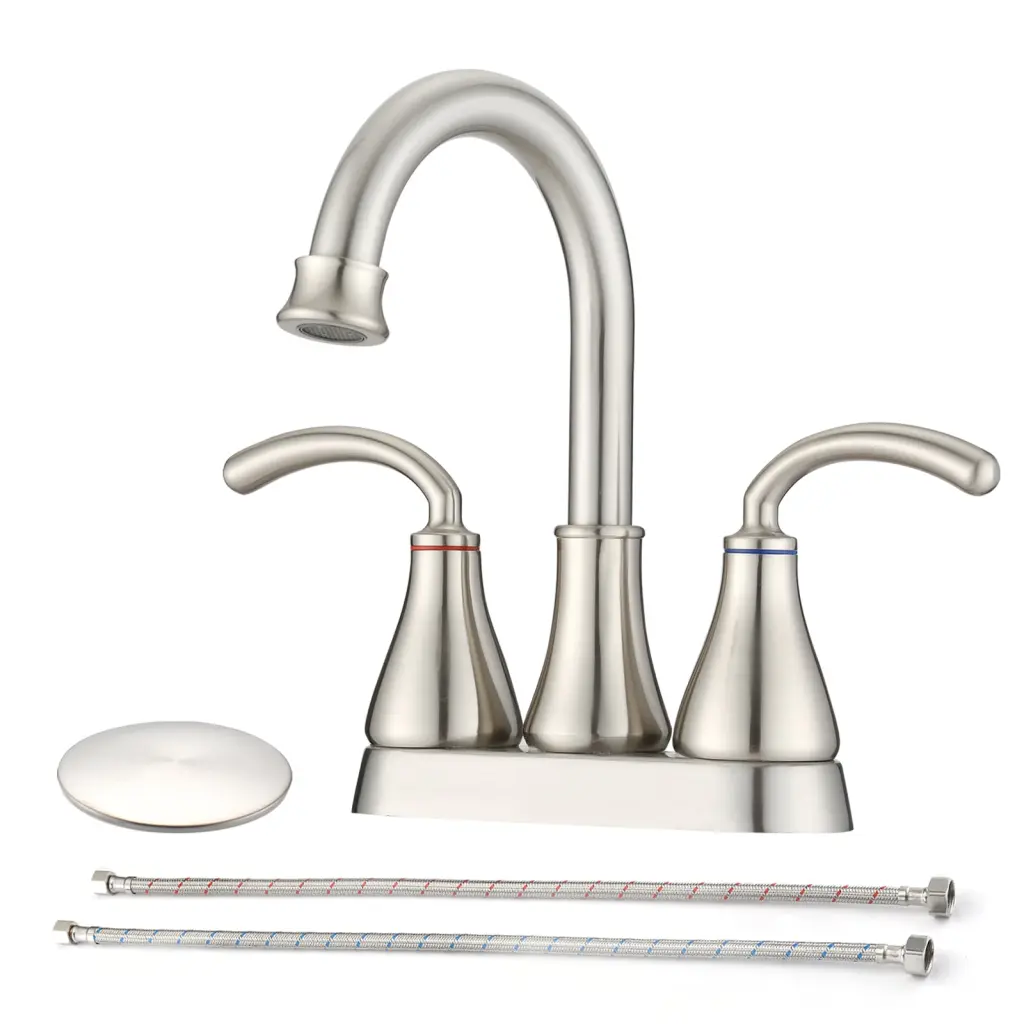 2 Handle Bathroom Sink Faucet Pop Up Drain Brushed Nickel mexile
