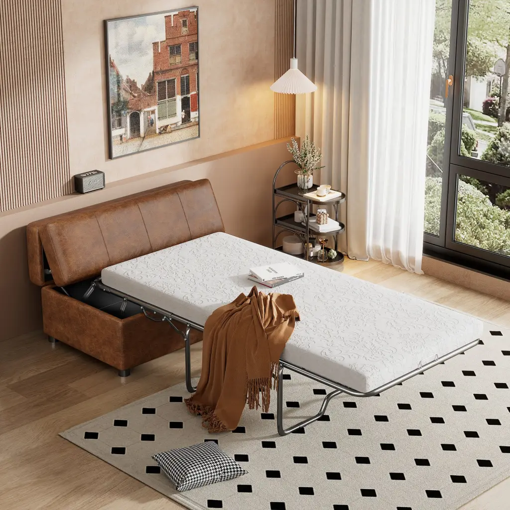 Twin Folding Ottoman Sleeper Bed Bedding Convertible Guest Bed rnb