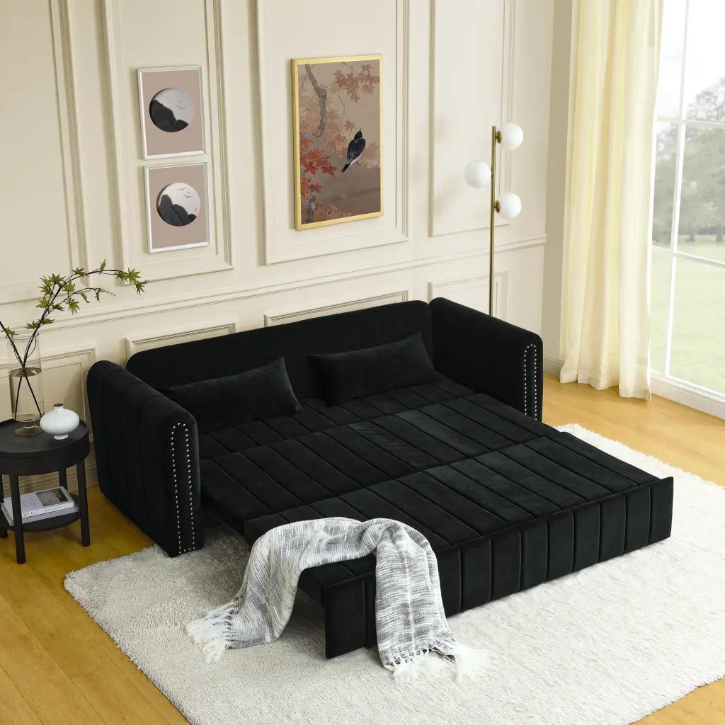 3 1 Pull Out Bed Sleeper Modern Upholstered 3 Seater Lounge Sofa chuangyuan smart home