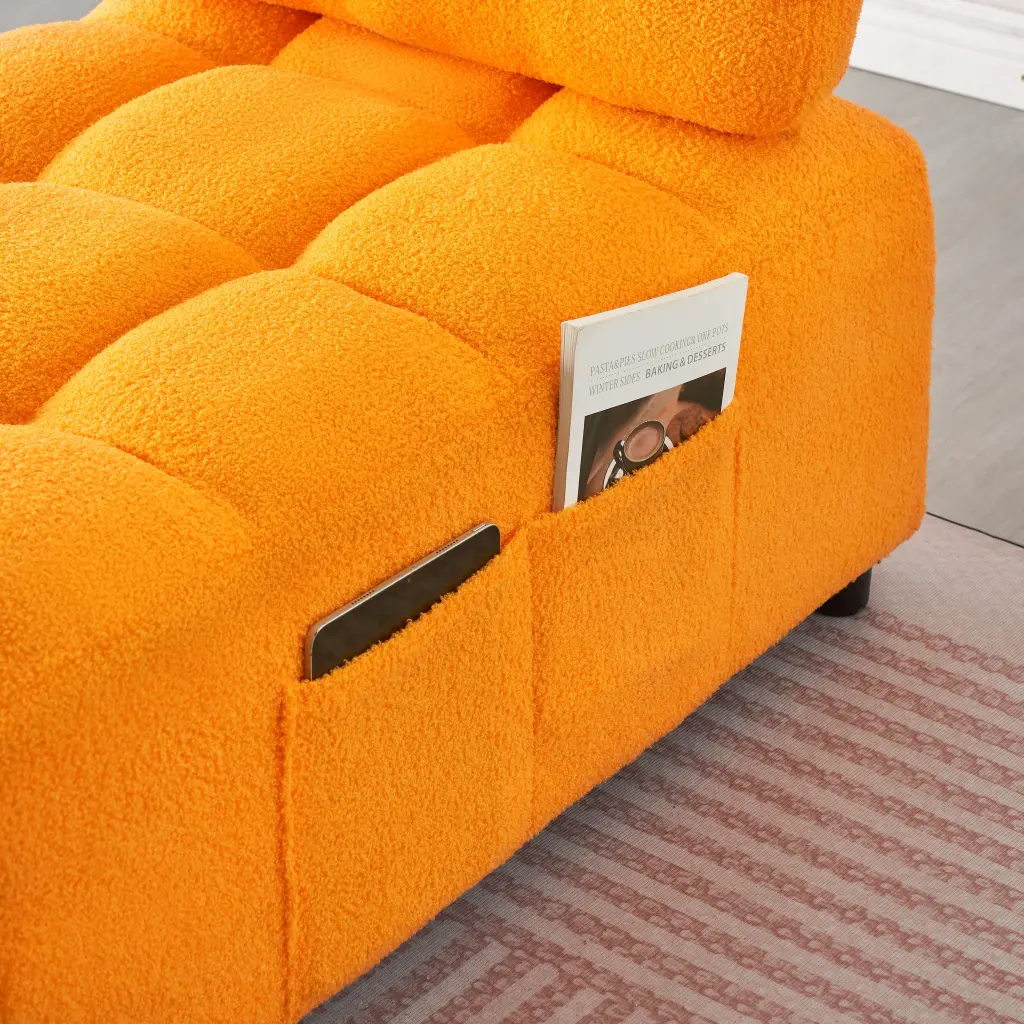 40.20 Inches Long Teddy Fabric Convertible Sofa Cum Bed Apartment fan chen furniture