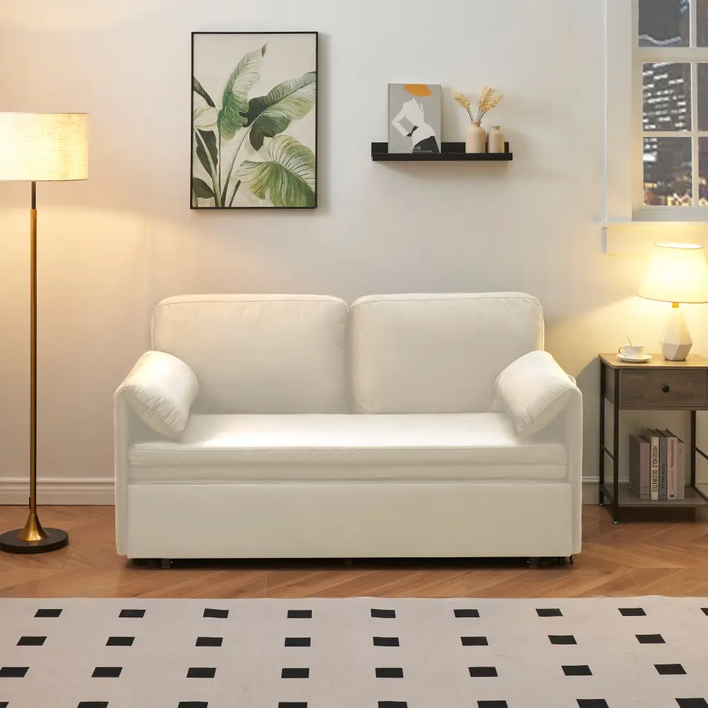 63 Inch Large Folding Sofa Bed Velvet Multifunctional Double Sofa Bed fj furniture