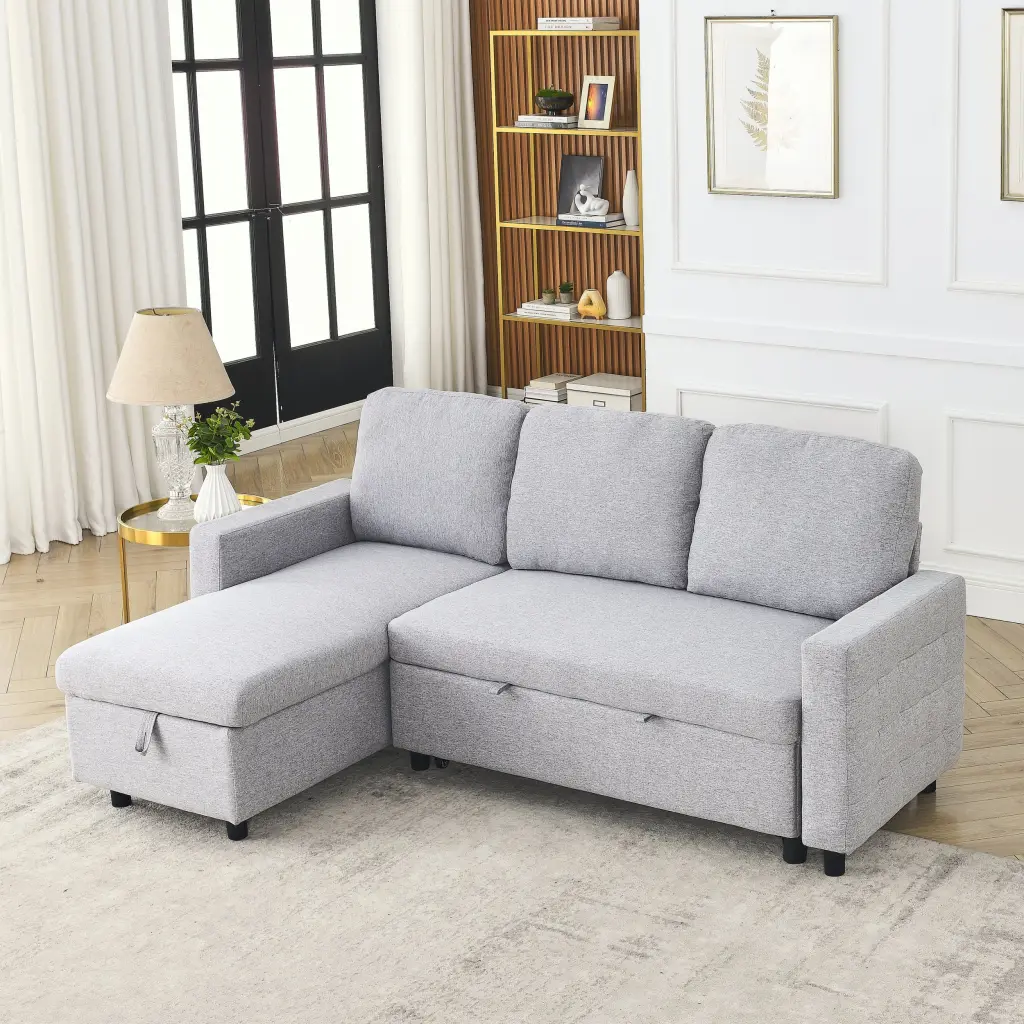 Fx 78.8 Reversible Sleeper Bundle Sofa Pullout Bed Cozy Living Room Furniture fx furniture
