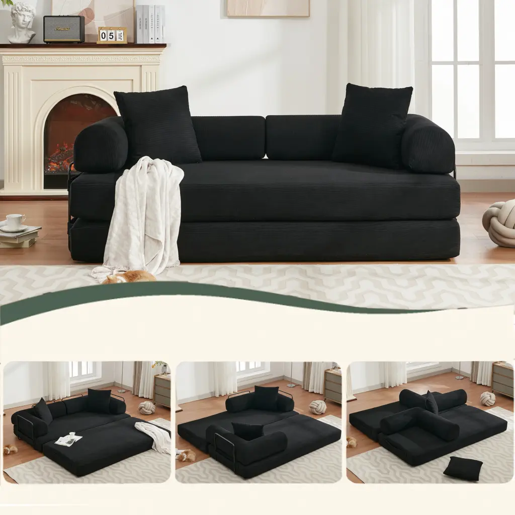 78.5 Inch Folding Convertible Out Sleeper Sofa Bed 4 1 DIY Combination h-s furniture