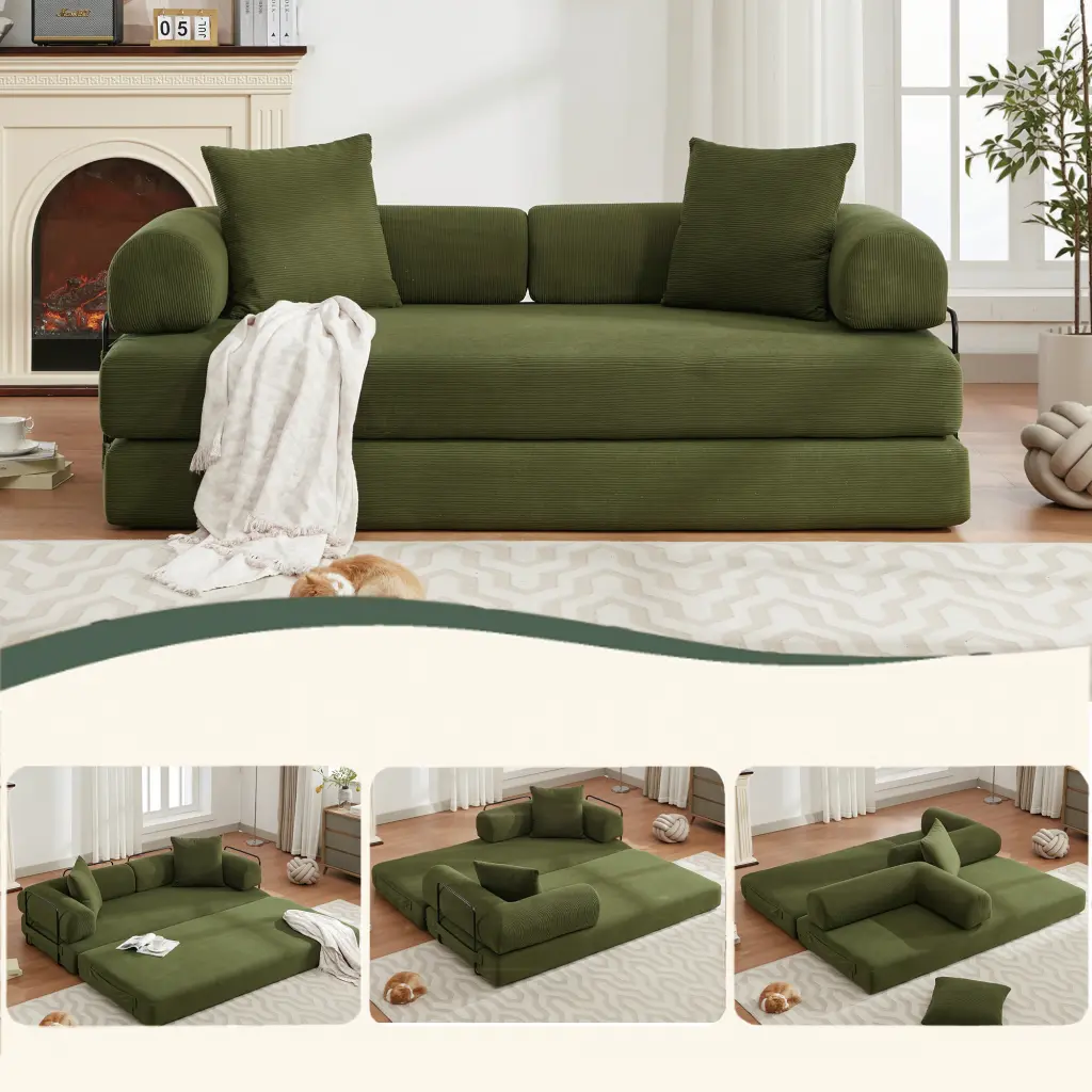 Arrived 78.5 Inch Folding Convertible Out Sleeper Sofa Bed 4 1 DIY Combination h-s furniture