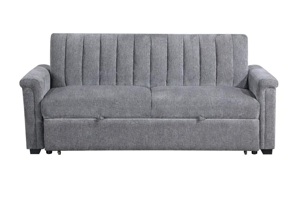 Kona Dark Grey Pull Out Sofa Dark Gray Material 3 Seat Sleeper Sofa luxe modern furniture