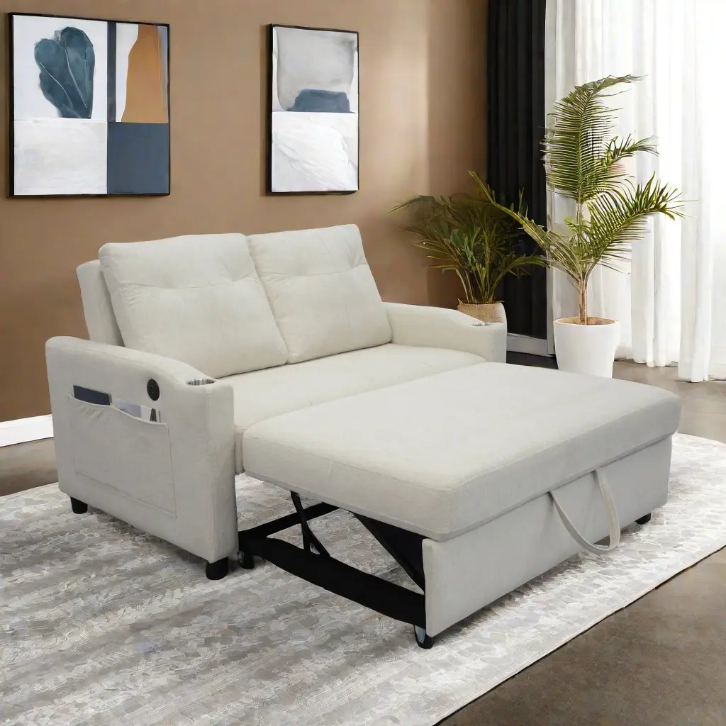 Multi-functional Foldable Sofa Bed 3 Lengths Modern Velvet Pull Out Convertible Sleeper redde boo co.- ltd w1183