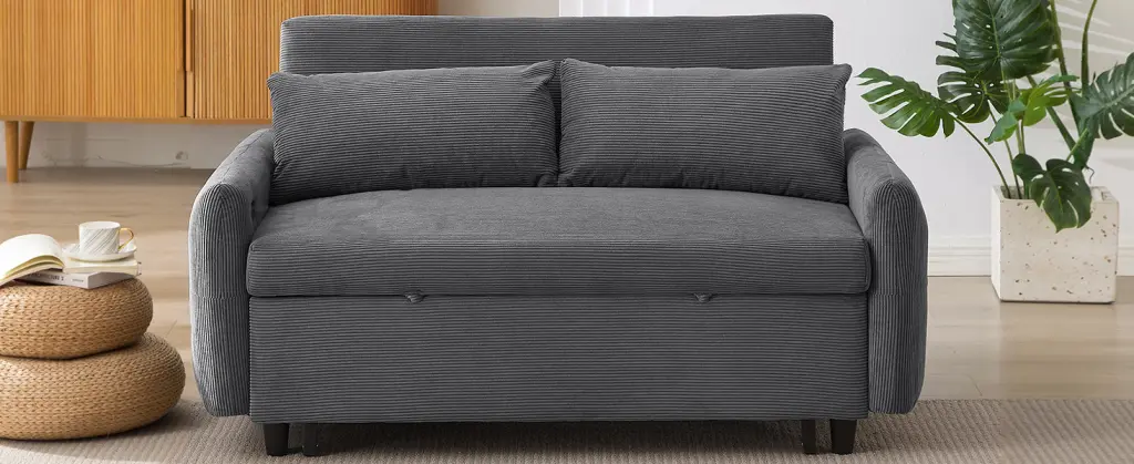 57.48 Inch Pull Out Sofa Bed Convertible Couch 2 Seat Loveseat Modern rnb