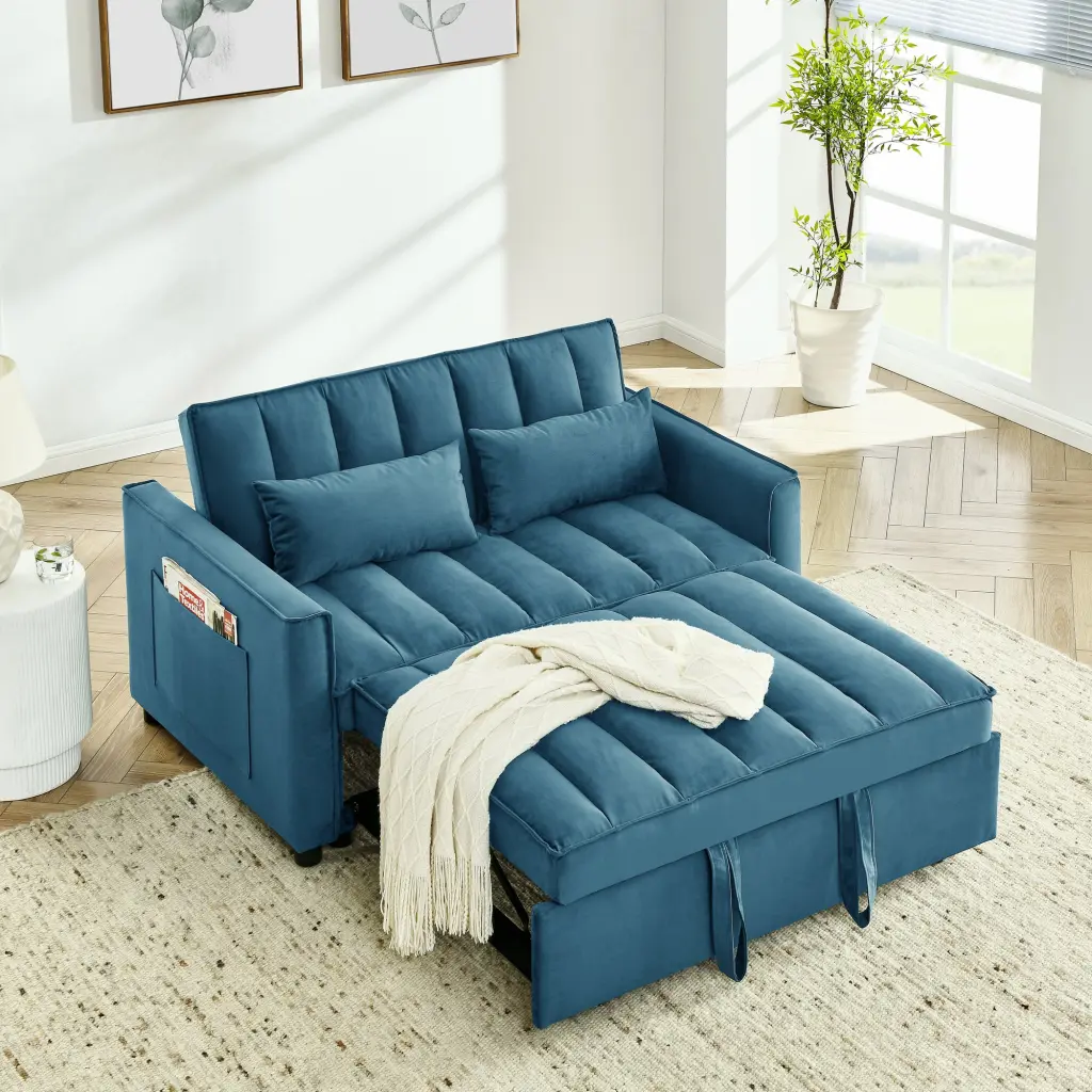 Modern Velvet Sofa Couch Pull Out Bed 3 1 Convertible Living Room sunrise furniture store