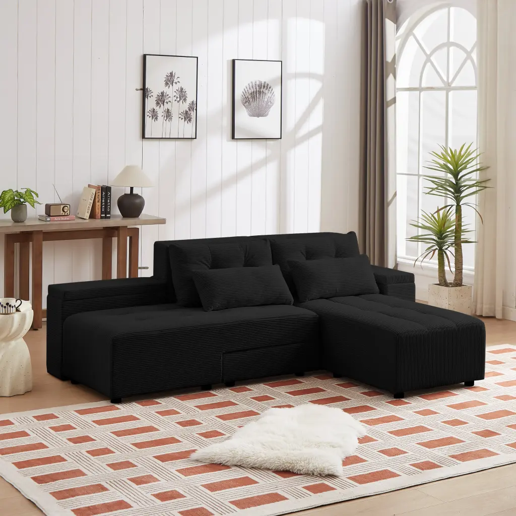 Convertible 3 1 Sleeper Sofa And Sectional Sofa 4 Storage Spaces welike furniture