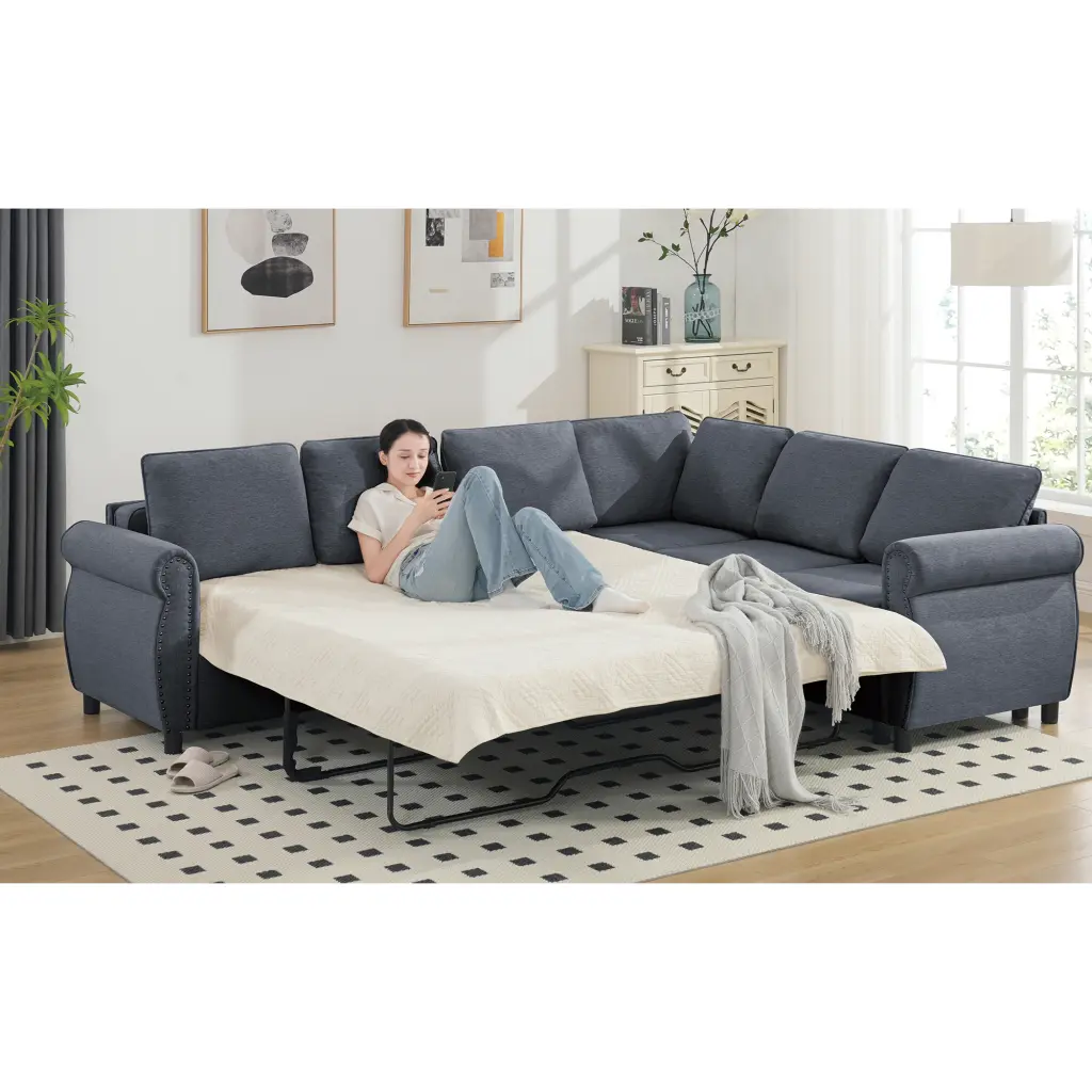 Arrived Sleeper Sofa 2 1 Pull Out Couch Bed 6 Seater L Shape Convertible Sofa wf-furniture