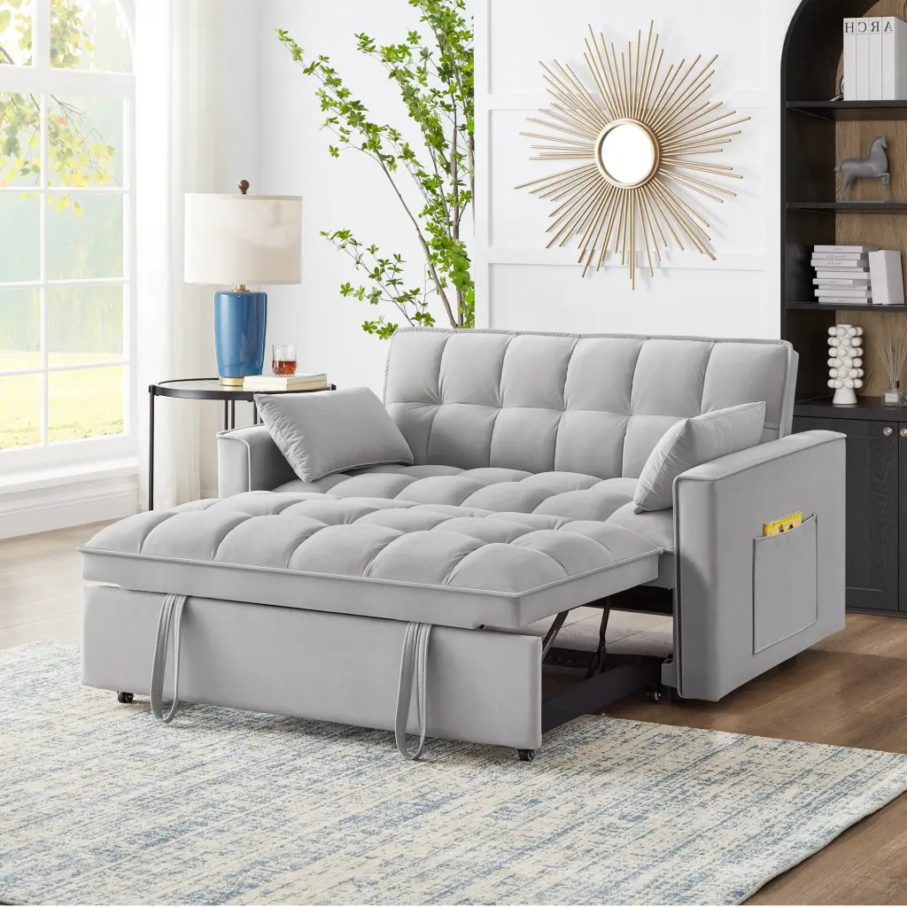 4 1 Loveseat Sofa Bed Armrests & Storage Pockets, Multi Functional Convertible Sofa wm home furniture