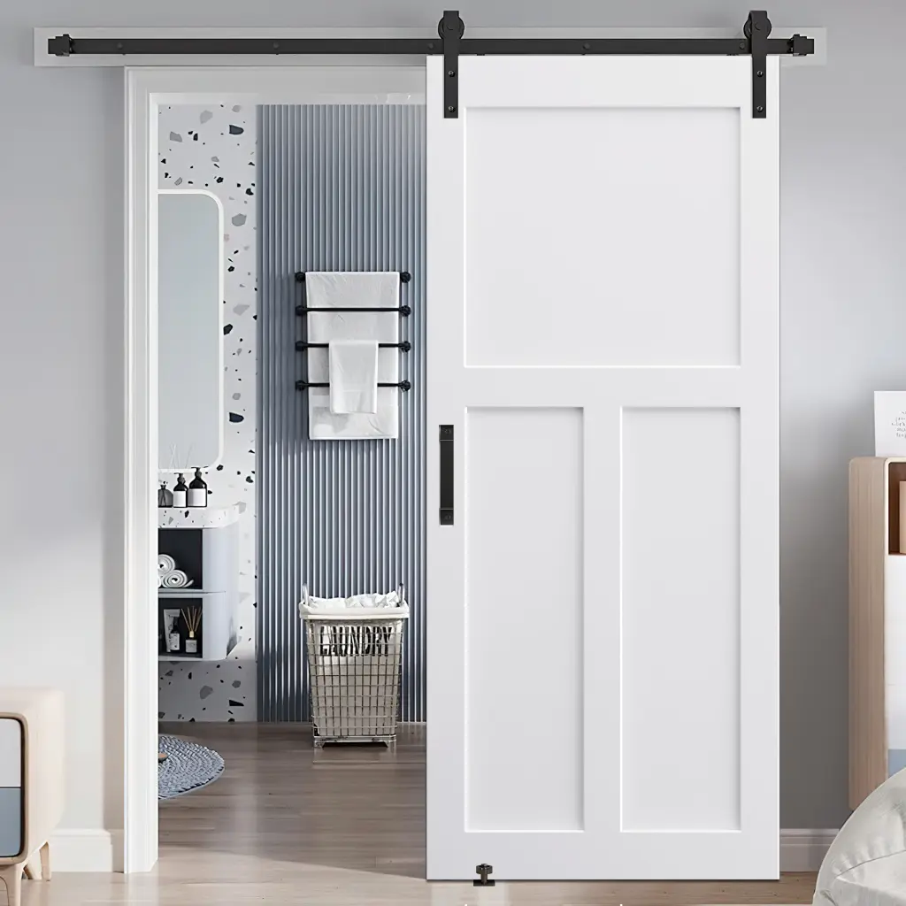 32x84 T Style Real Primed Door Slab 6.6Ft Barn Door Sliding Hardware rnb