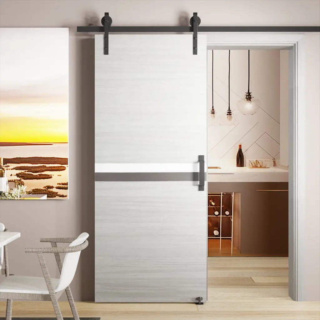 36 X 84 Inch Melamine Integrated Door Slab 6.6Ft Sliding Track Kit Adjustable rnb