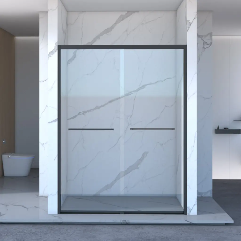 56-60 Inch W x 70 Inch H Semi Frameless Sliding Bathroom Door shower door