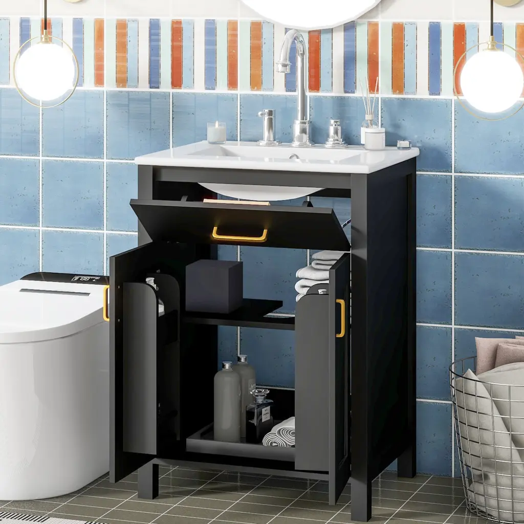 24 Bathroom Vanity Combo Ceramic Sink Opulent Space Saving Vanity rnb