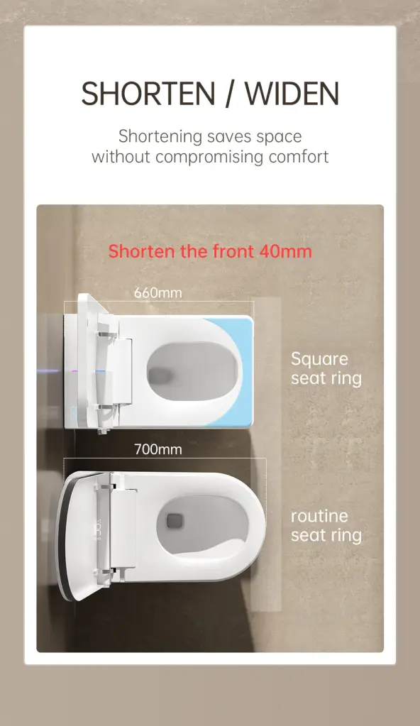 Square Smart Toilet Built Tank Modern Bathroom Remote Control bathroomware