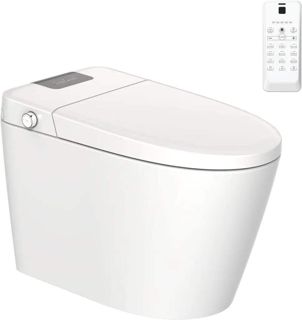 Smart Toilet Bidet Bundle Foot Sensor Open Cover Seat LED Display kooleasy