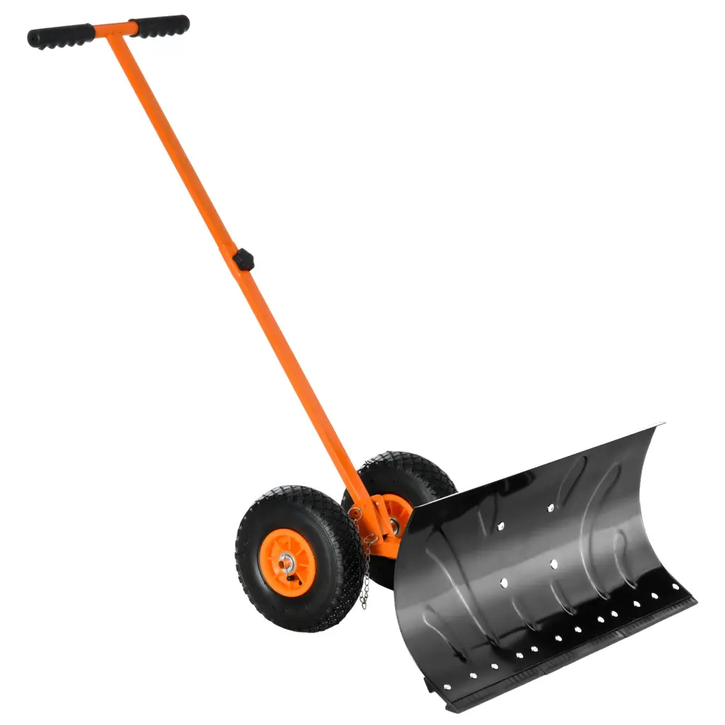 Snow Shovel Wheels Snow Pusher Cushioned Adjustable Angle Handle aosom business