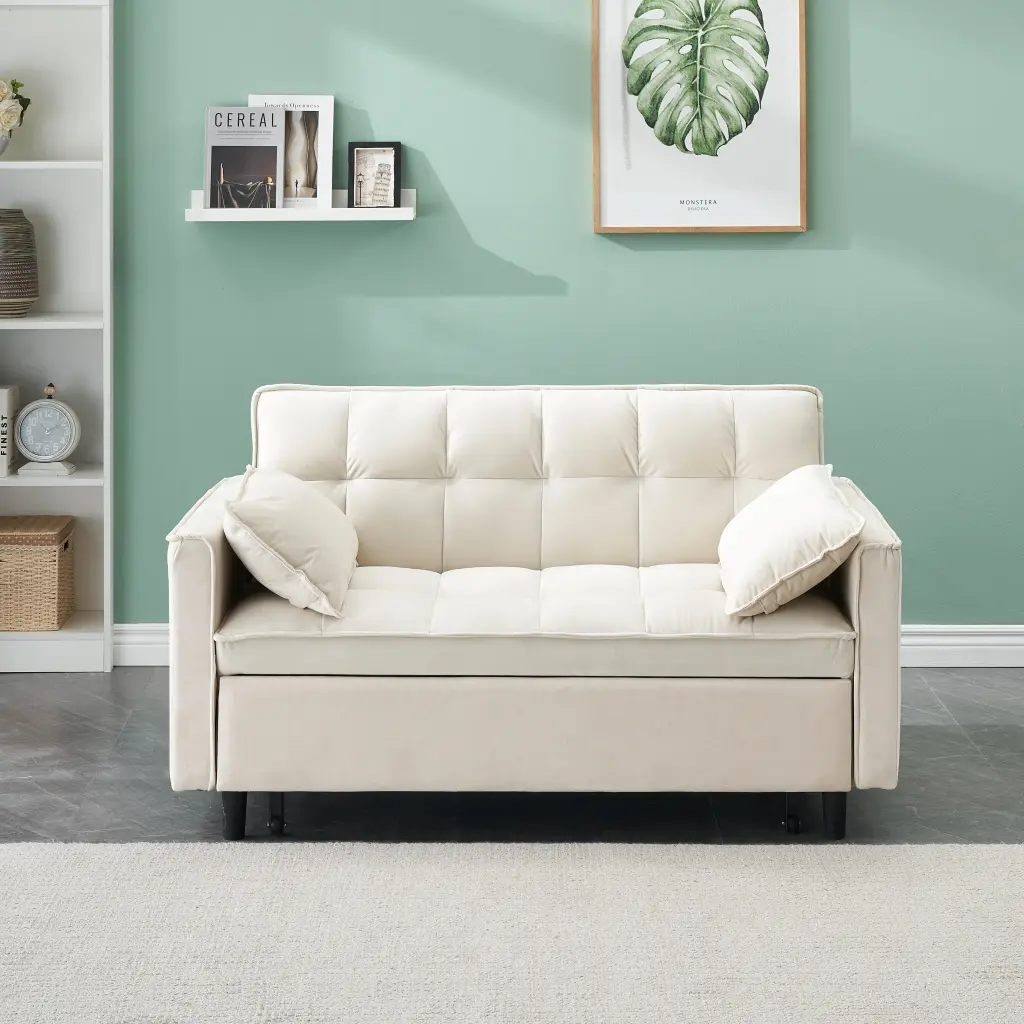Modern Velvet Sofa Sofa Pull Out Bed Small Seat Casual Sofa Back Cushions fan chen furniture