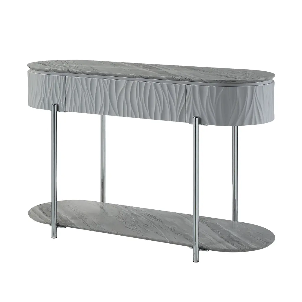 Yukino Sofa Table Gray High Gloss Chrome Finish LV02413 Gray Metallic Modern Design acme onsite store