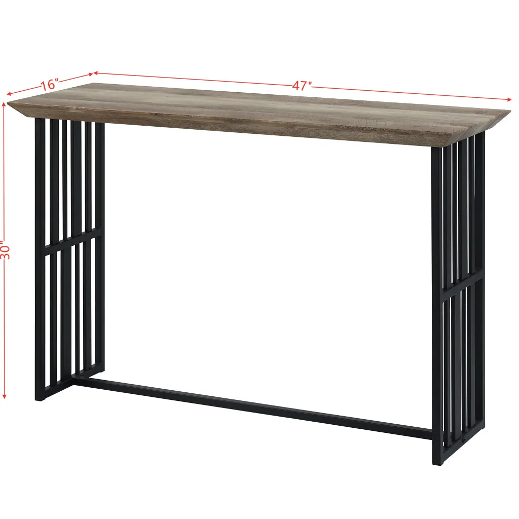 Zudora Sofa Table Antique Oak Black Finish LV01753 Oak MDF Console Table acme onsite store