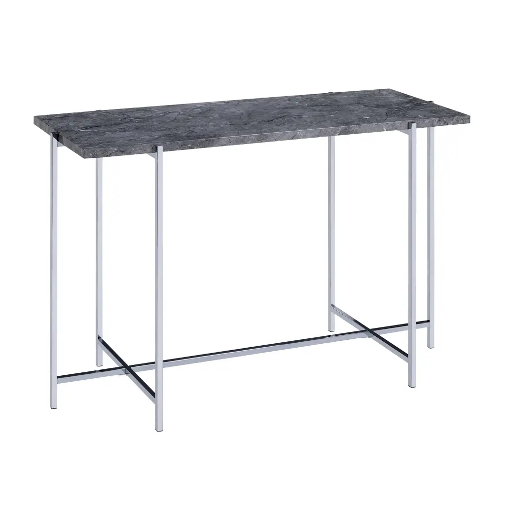 Grey And Chrome Rectangle Sofa Table Grey Shiny Metal Primary Living Space furniture max