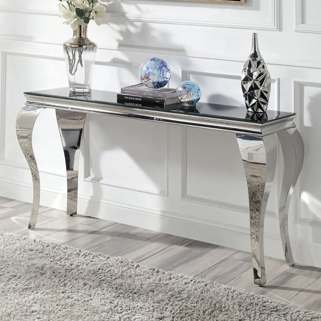 Glam Contemporary Sofa Table Black Crystal Top Shiny Metal Hue Table Living Room Furniture kanepe