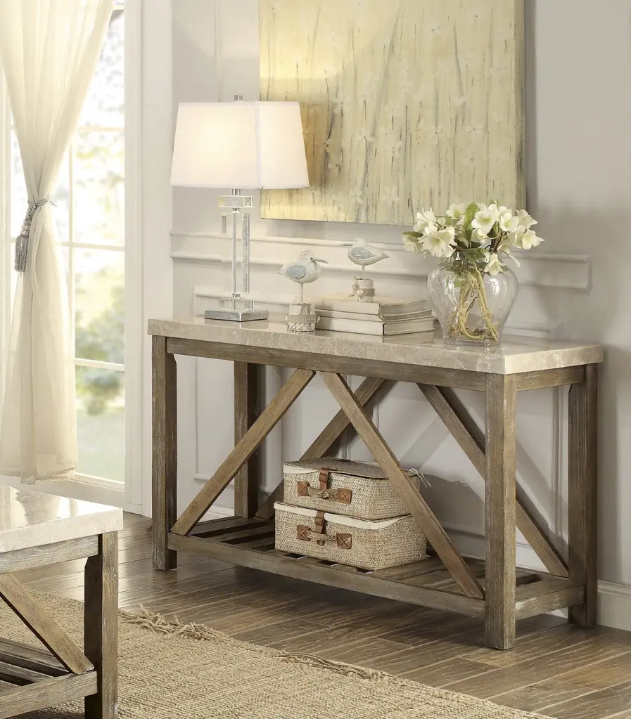 Industrial Style Angled Sofa Table Bottom Shelf Marble Top Living Room kanepe