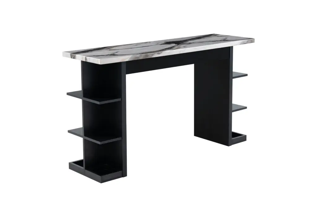Reggie Console Sofa Table Black Modern Rubberwood Living Room luxe modern furniture