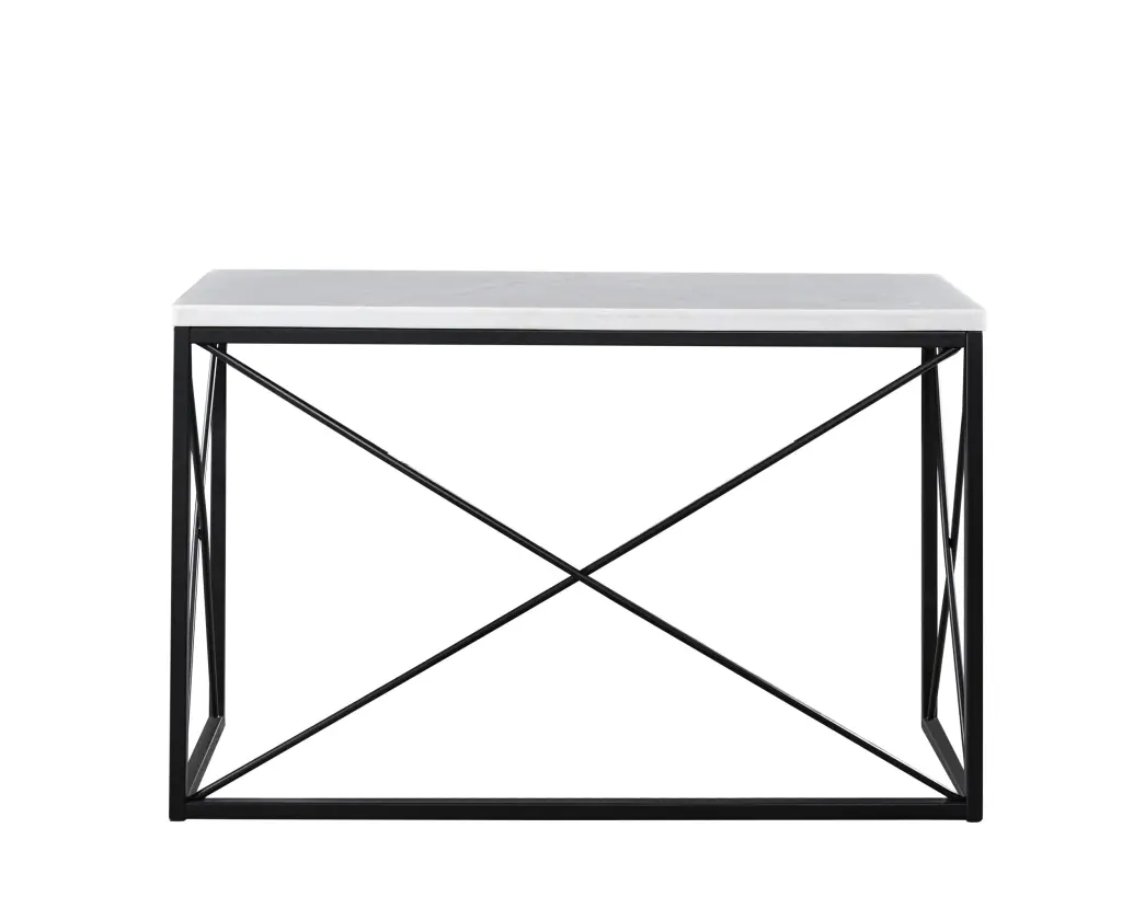 Skyler White Stone Top Rectangular Sofa Table White steve silver furniture