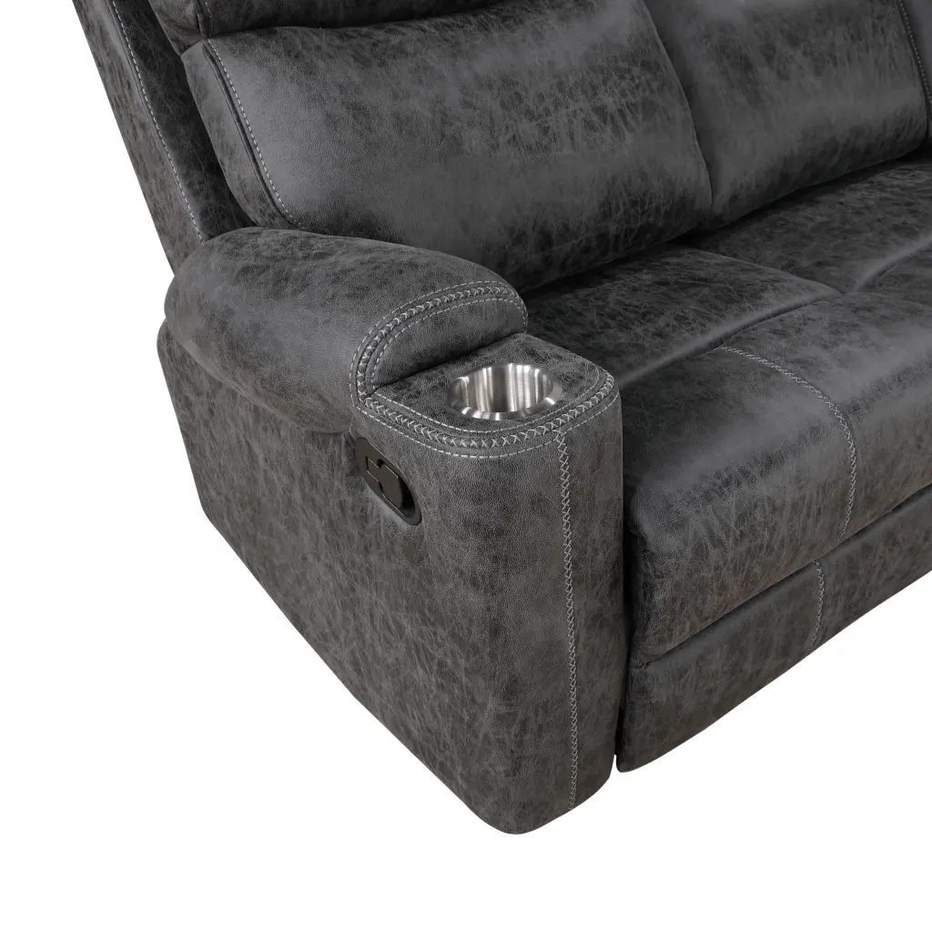 Hirah Motion Sofa Dark Gray Polish Microfiber Lv02570 Reclining Sofa acme onsite store