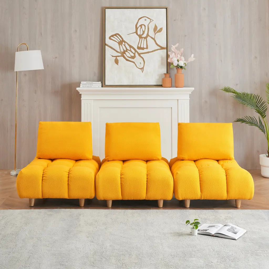 90 Inches Long Teddy Sofa Fabric Spacious and Cozy Seats Living Room fan chen furniture