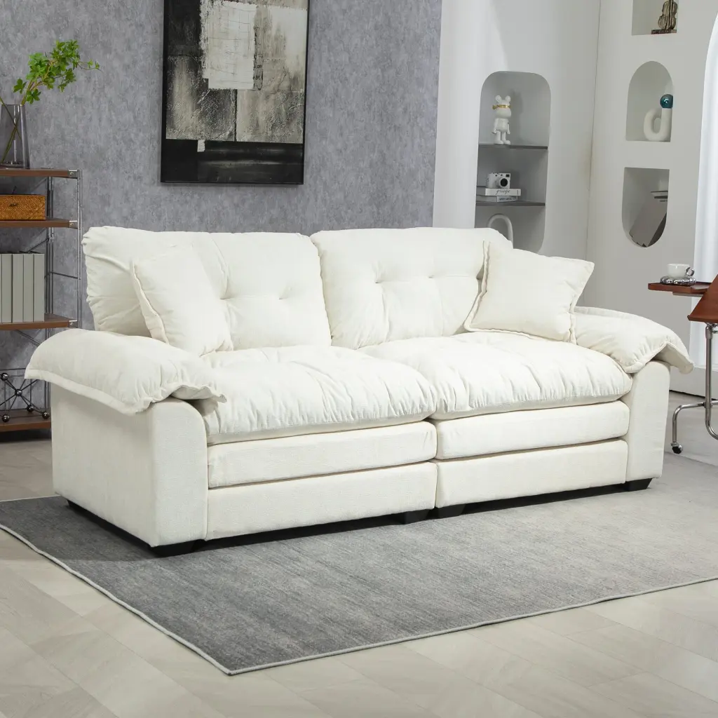 84 Inch Chenille Recliner Sofa Loveseat Deep Seat and Comfortable Couch homemax