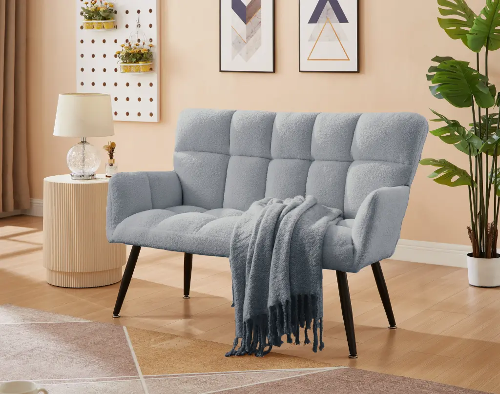 52 Inch Small Loveseat Sofa Couch 2 Seater Quilting Backs Living Room huazhao furniture