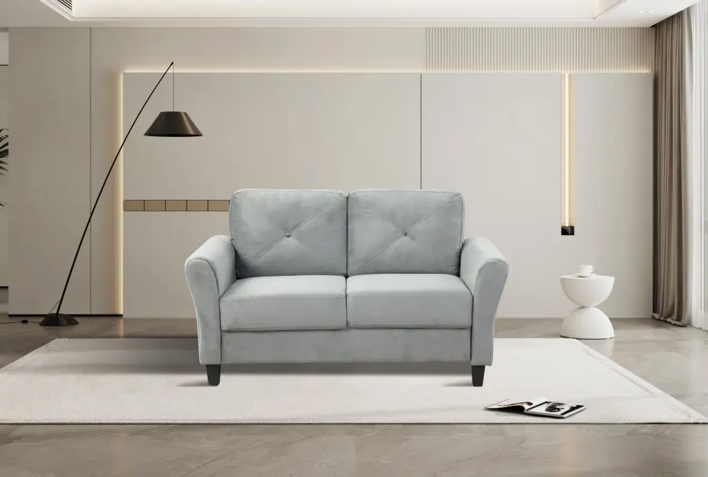 Trendy Living Room Sofa Double Seat Gray Material Antique Dark Grey Couch jiumi