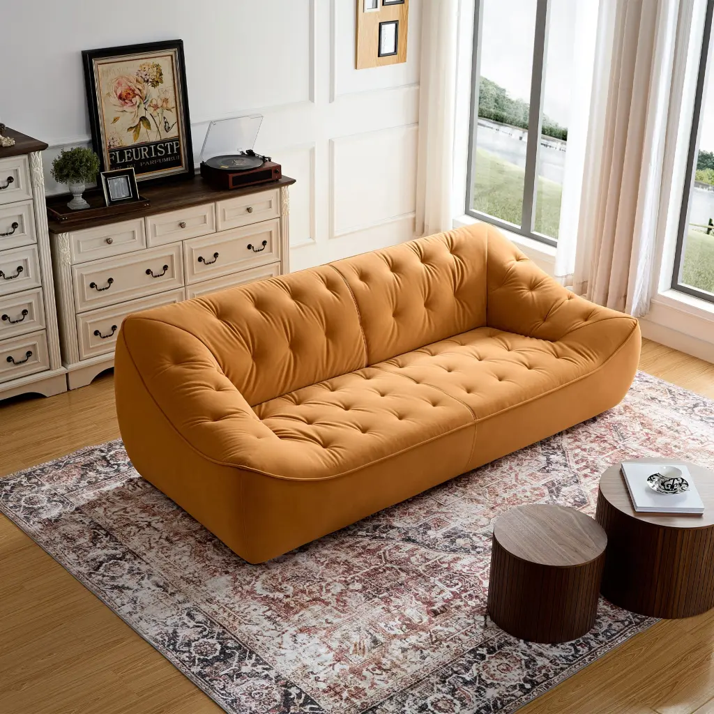 WKS100 Orange Set Sofa Long Lasting Material and Solid Timber Frame momore home