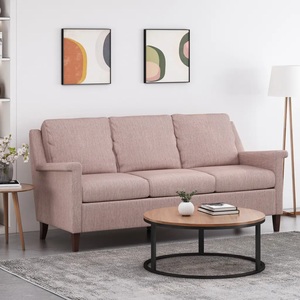 Comfy 3 Seat Sofa Wooden Legs PU Leather Living Room And Study Lightweight Furniture nh-mirod