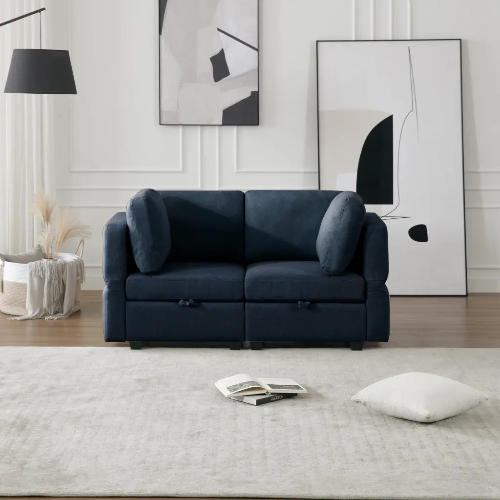 Contemporary Modern Stylish Upholstered Sofa Storage Seats And Ottoman ui furniture
