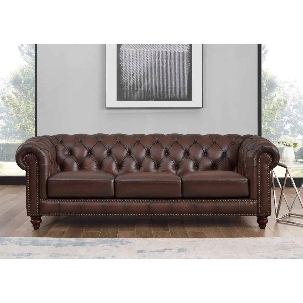 Alton Bay Top Grain Hide Sofa Couch Brown Authentic Hide Timber Frame hydeline furniture