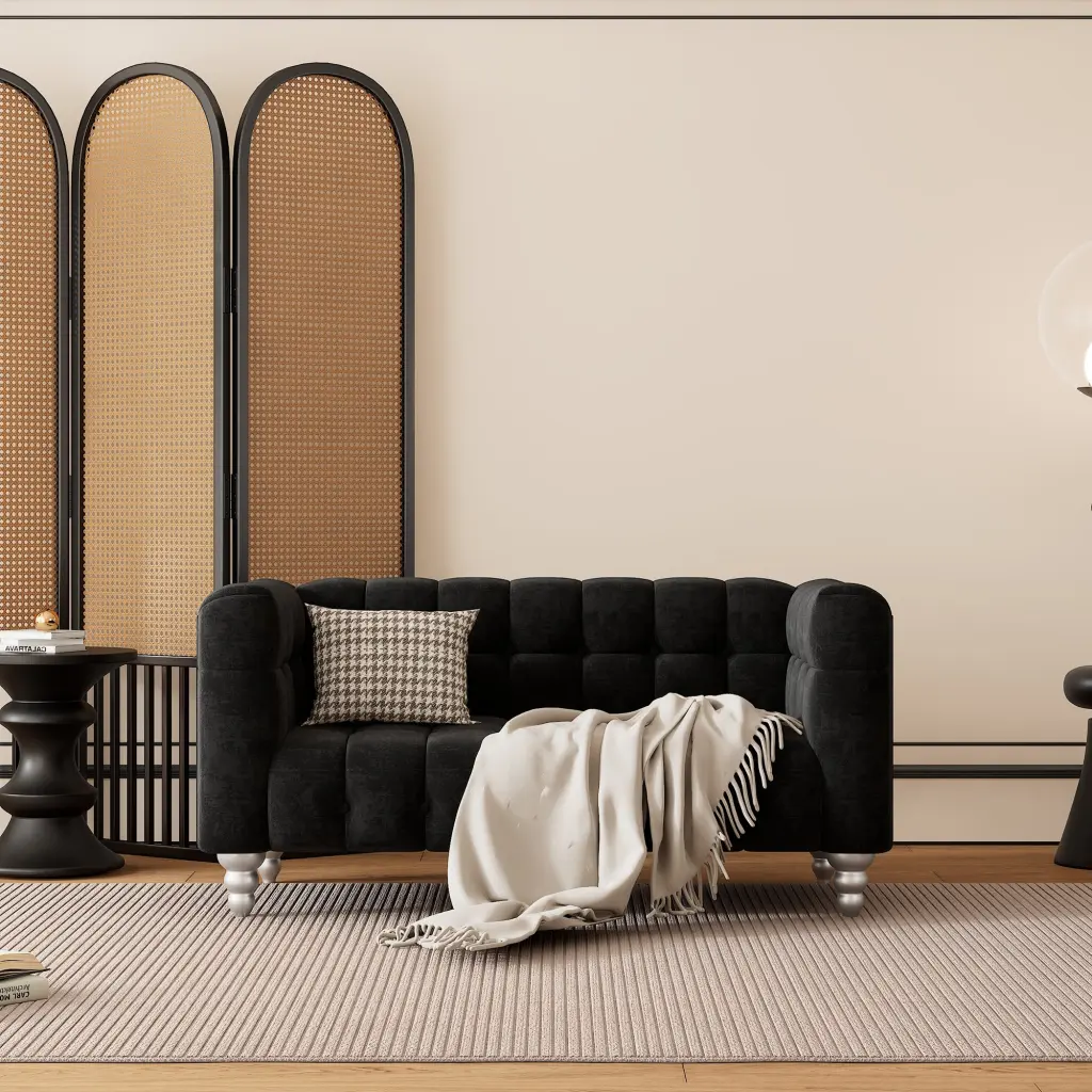 63 Inch Modern Sofa Dutch Fluff Upholstered Solid Wood Legs Comfortable Couch rnb