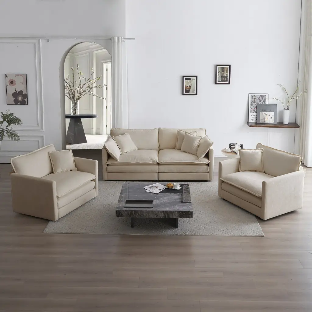 3 Piece Sofa Set Arm Pillows and Toss Pillows Living Room Furniture ui furniture